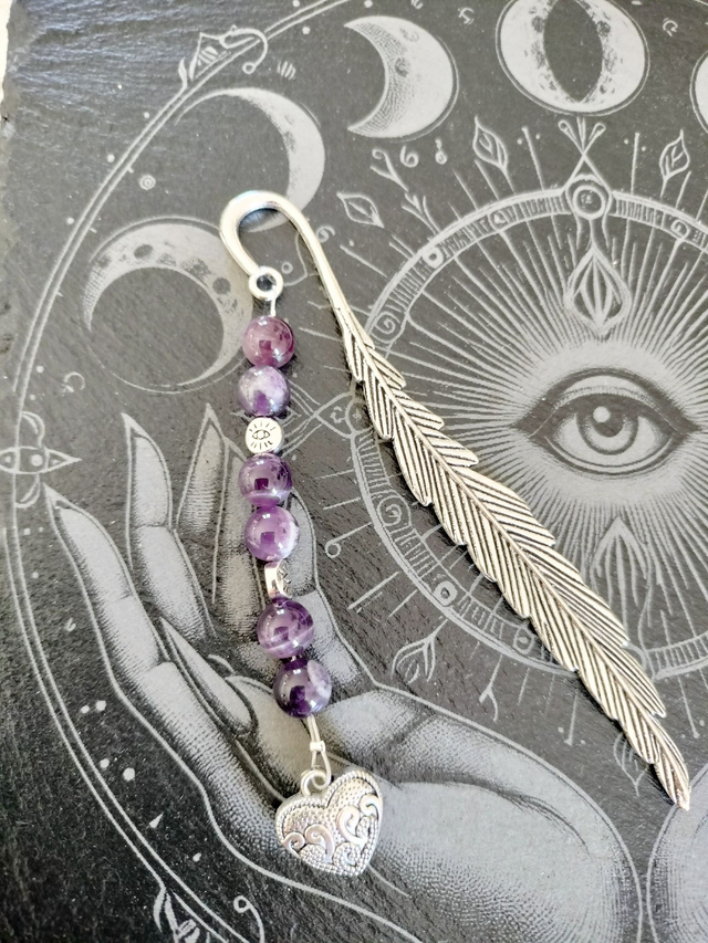 Marque page Améthyste plume