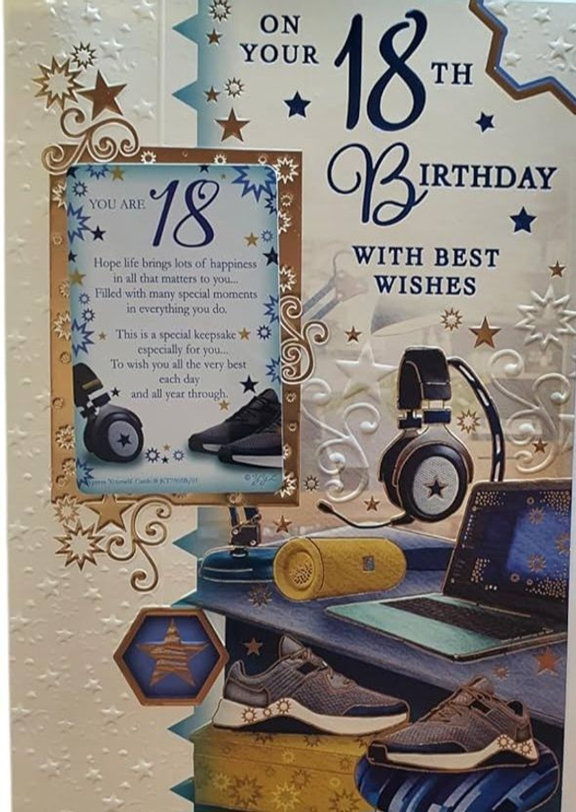 18th Birthday Card, Keepsake card attatched.