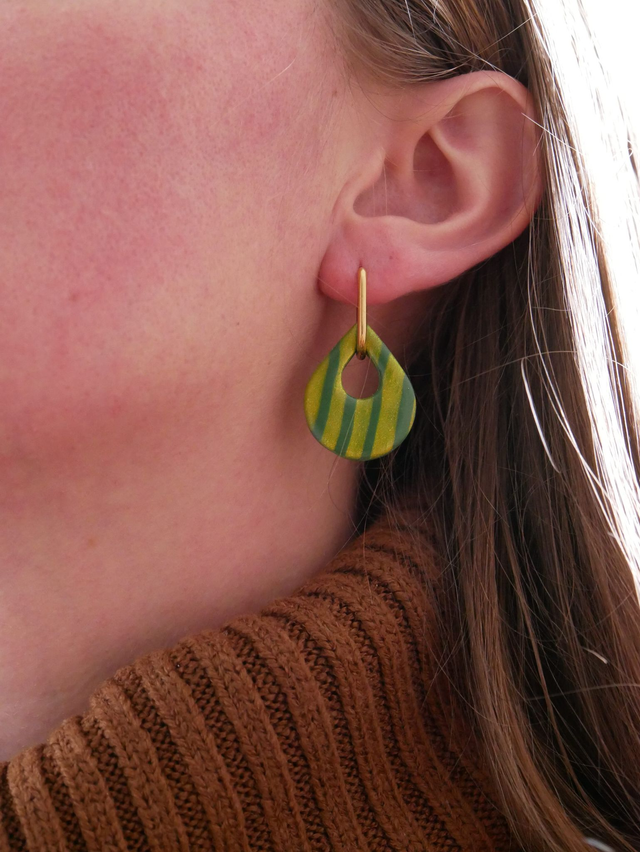 Marine - rayé vert