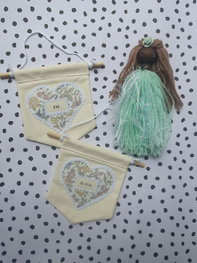 Fabric Heart Banner - Personalised 