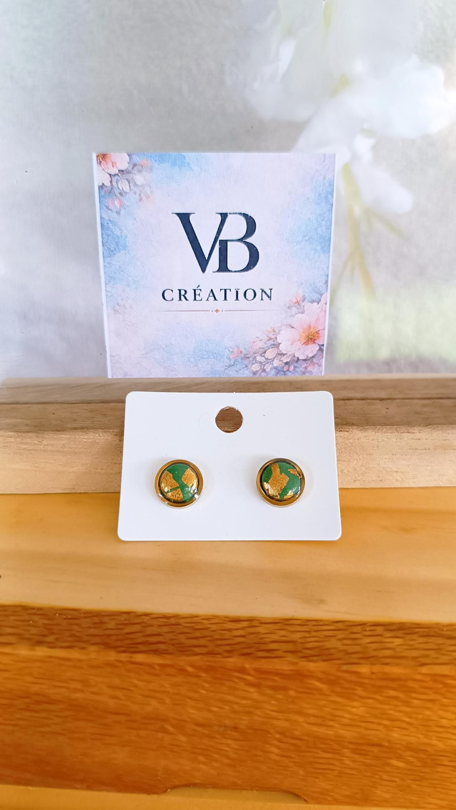 Puces d'oreilles kaki et or 10mm