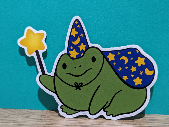 Frog Wizard Sticker 10x7cm