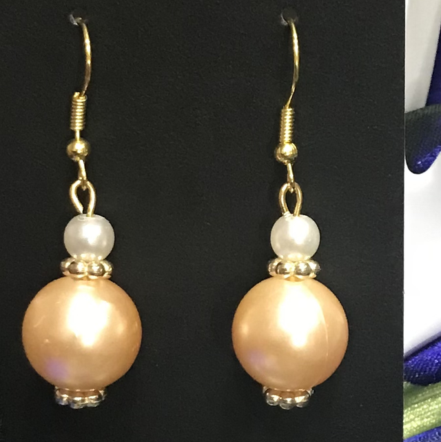 Peach &amp; Silver Dangling Earrings- PCDE21