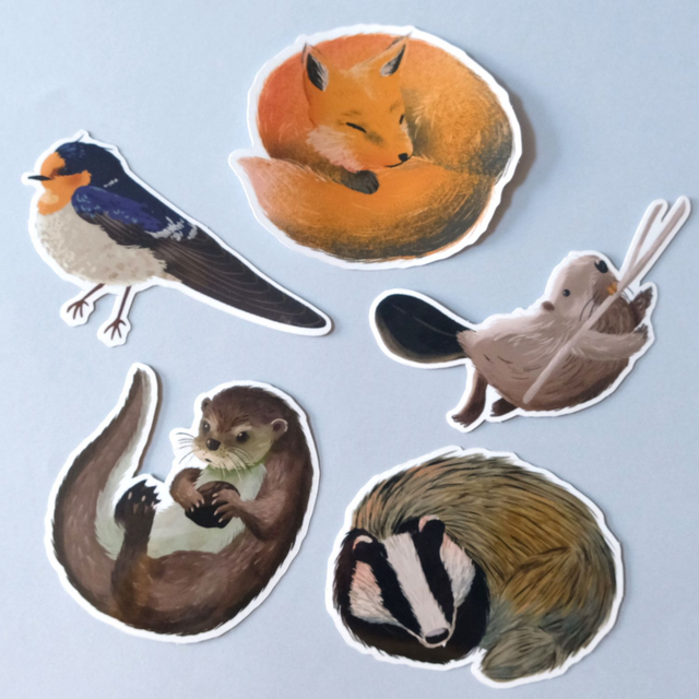 Lot de 5 stickers animaux