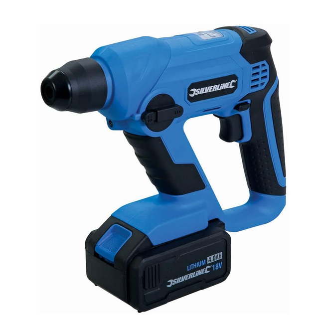 Perforateur Silverline SDS Plus 949611 18 V 1 x 4.0 Ah Li-Ion Battery Cordless Hammer Drill 240 V Blue 