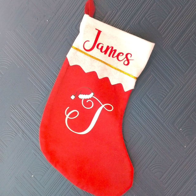 Personalised Red Felt Christmas Stocking - Xmas Stocking 