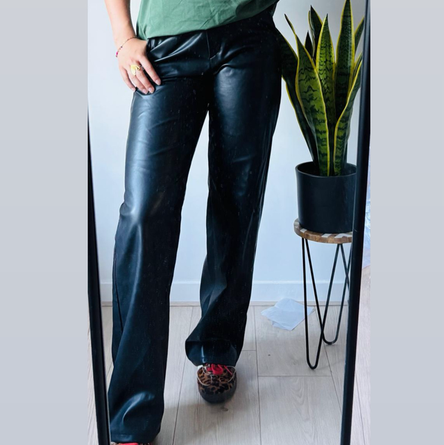 Zwarte nep leren broek 
