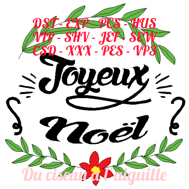 fichier de broderie Joyeux Noel - 2 Tailles / 12 Formats