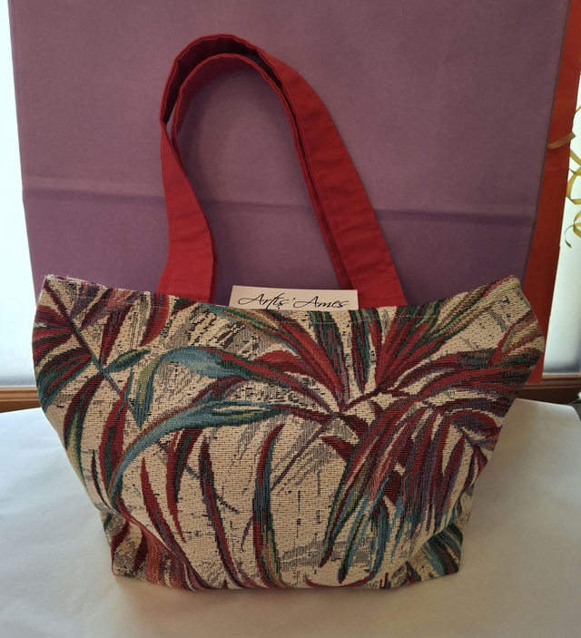 Sac à main Feuillages rouge et vert