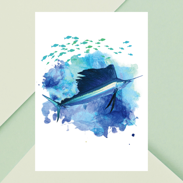 Impression Artistique de Marlin Bleu pour les Passionnés de la Mer /  Blue Marlin Art Print for Marine Enthusiasts: Décoration Murale Aquatic