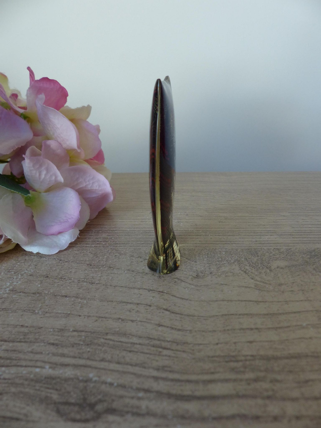 Vintage Abraham Palatnik Sculpture Figurine Hibou Oiseau Orange et Noir Lucite Op Art