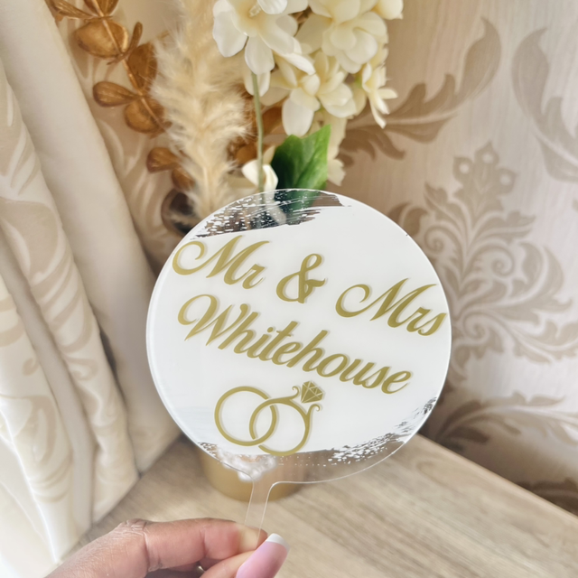Mr &amp; Mrs Acrylic Cake Topper