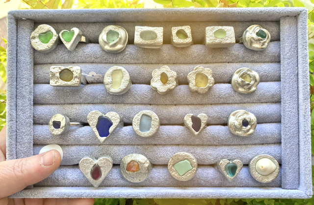 Sea glass rings Boho style