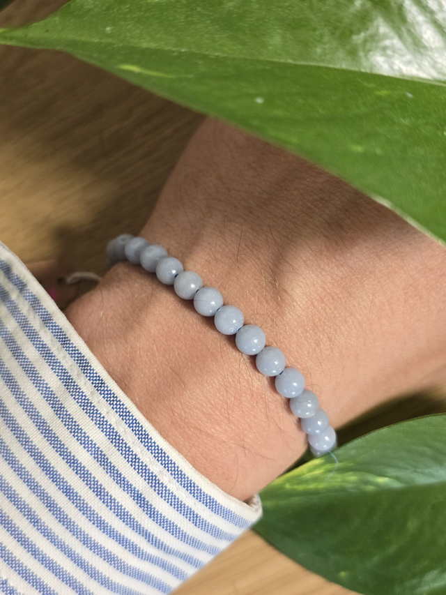 Bracelet Angélite, perles de 6 mm (Qualité A)