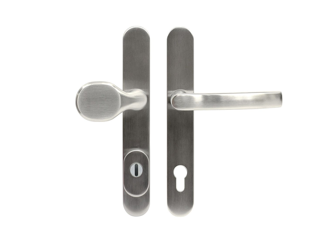 Nerezové bezpečnostní kování s překrytím vložky pro plastové dveře klika/koule