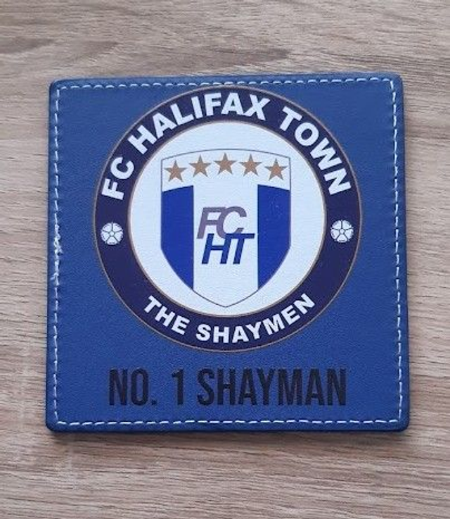 2025/2026 FC Halifax Town 10cm Faux Leather Coaster - No 1 Shayman