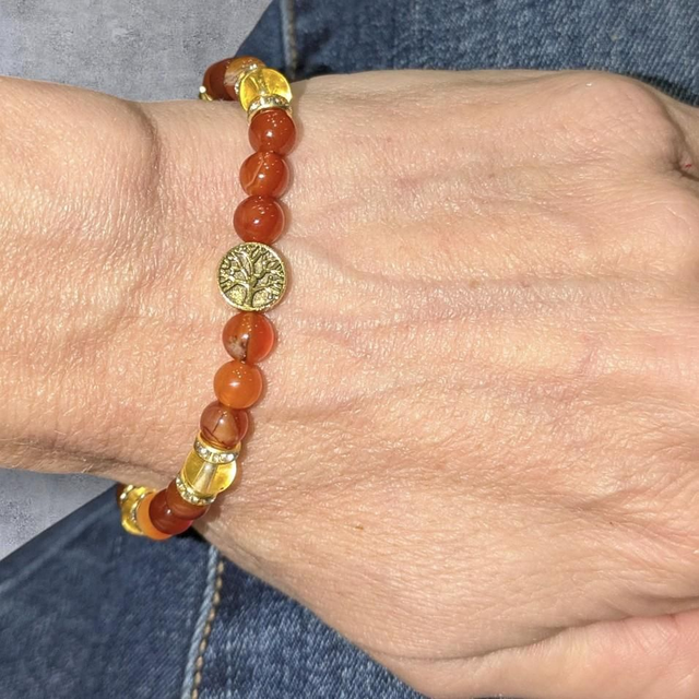 Bracelet "Cornaline & Citrine" 6mm BR-301