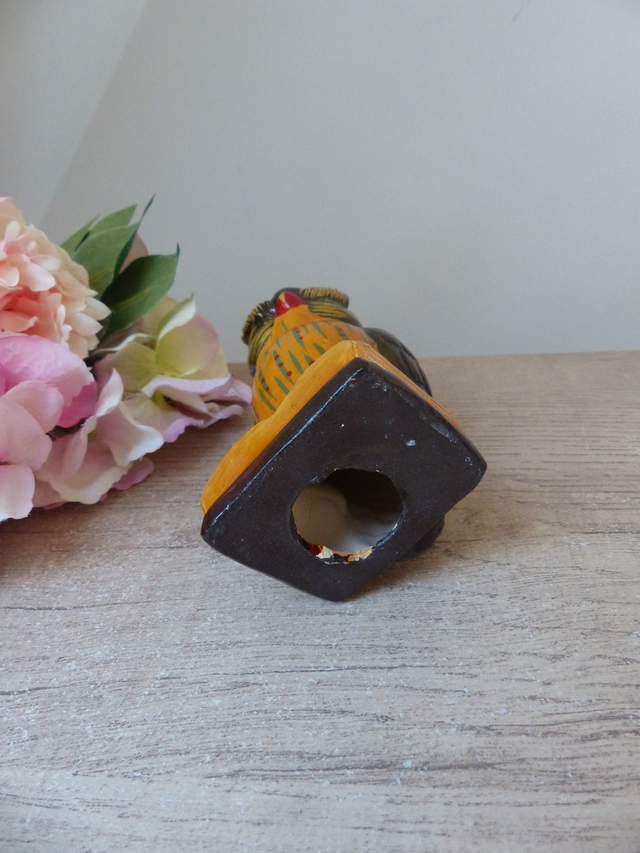 Ancienne Figurine Hibou Savant sur Livre Ouvert en Terre Cuite Peint main, Hibou Cadeau Etudiant Enseignant Professeur, Décoration bureau