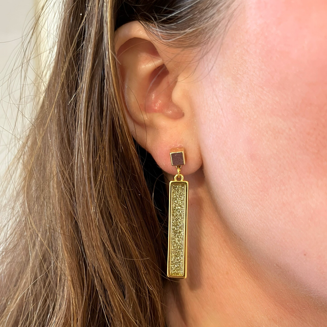 Boucles d'oreilles en vitrail doré