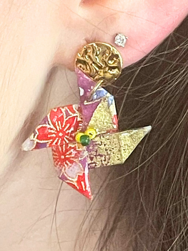 Boucles d’oreilles « Moulins en Papier Japonais »