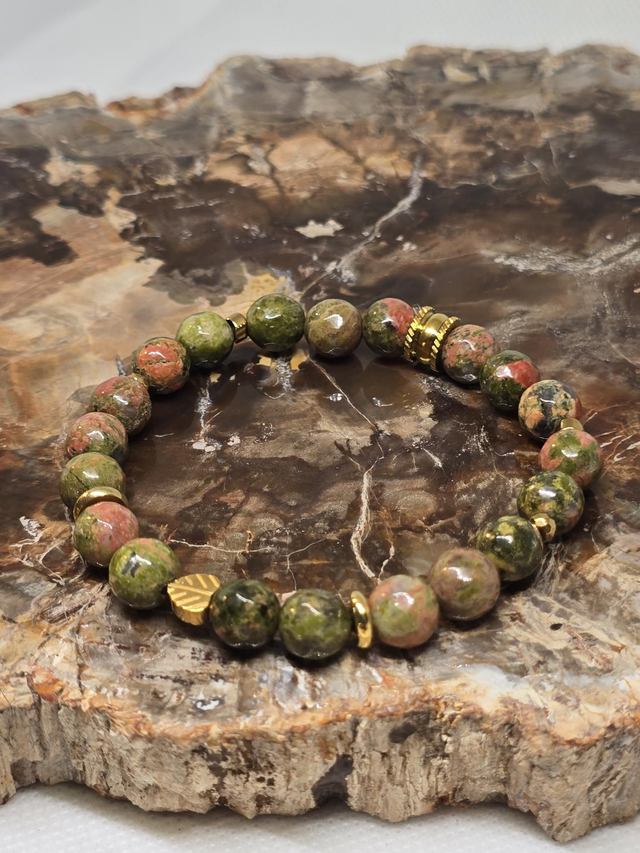 Bracelet Unakite à facette 0,8 cm