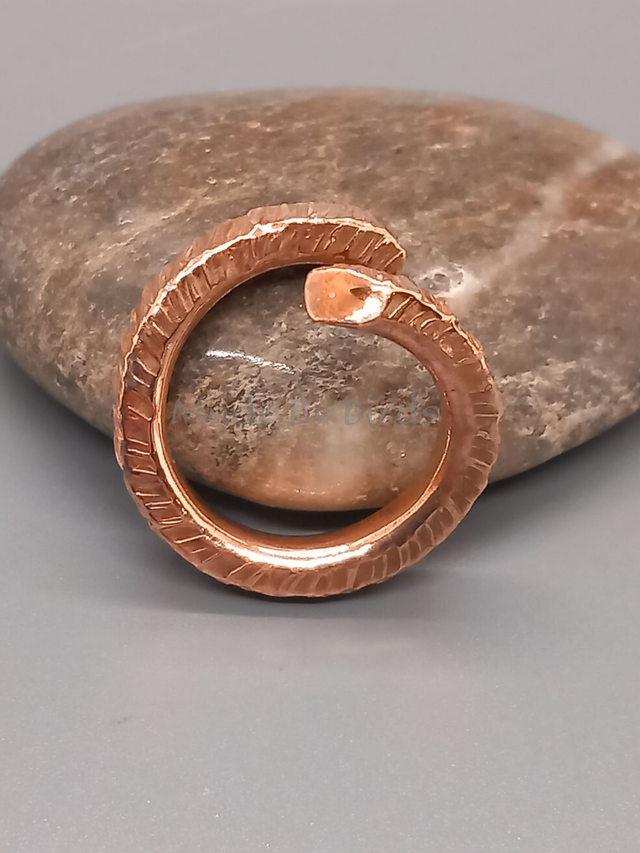 Raw Copper Open Bypass Ring Chunky Hammered Finish
