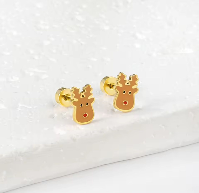 Gold Reindeer Comfort Back Studs