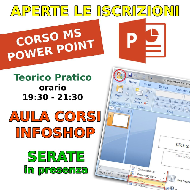 Corso MS Power Point - Aula Corsi INFOSHOP SRL 