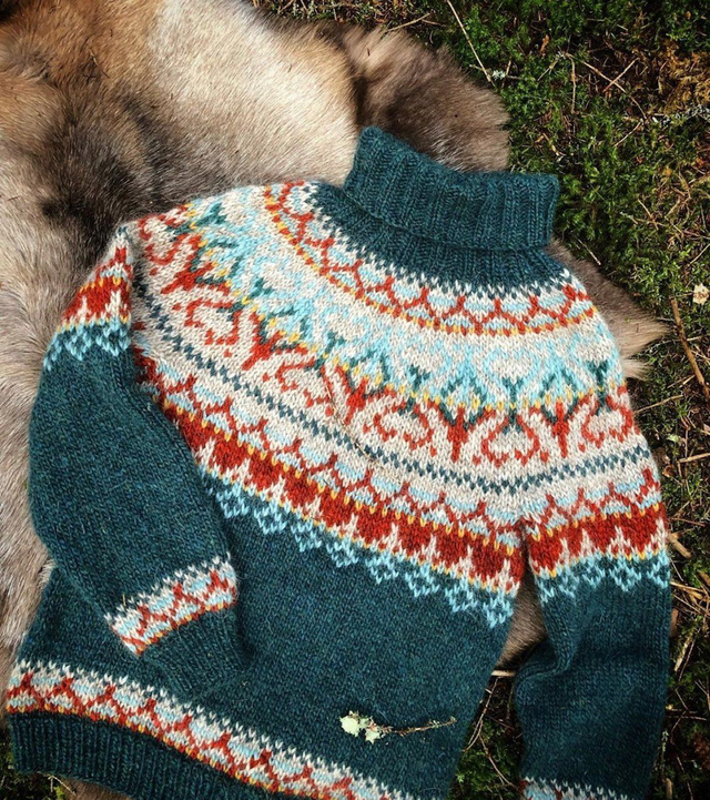 Alasuq Polar Sweater Kit - Col 15 (Teal &amp; Ecru Heather) - Wool &amp; Pattern - Linka Neumann