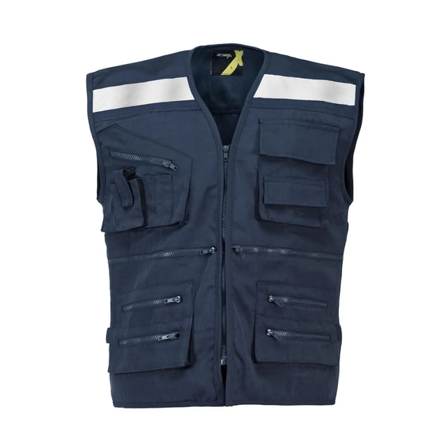 Chaleco Activex Geologo Canvas 250Gr Azul C/Reflectante