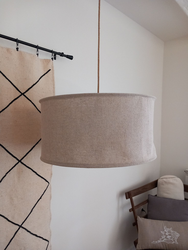 Abat-jour pour suspension en chanvre uni -  plafonnier diamètre 55 cm   