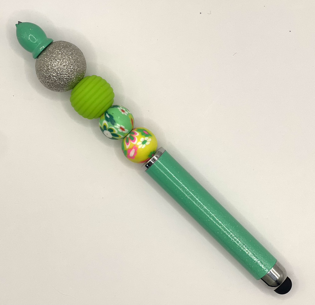 S54 - Stylo à perles ton vert