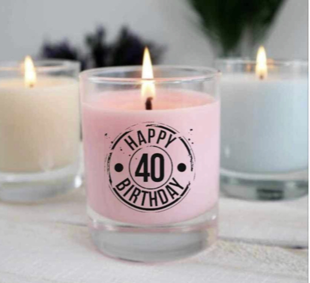 Personalised candle Happy 40th Birthday 