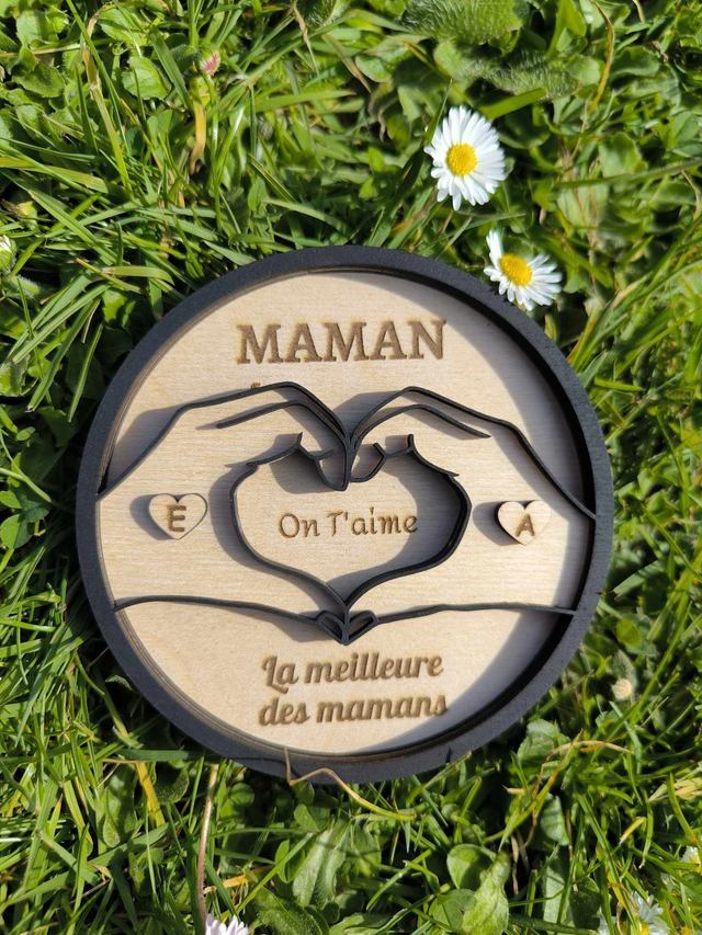 Magnet rond mains cœur