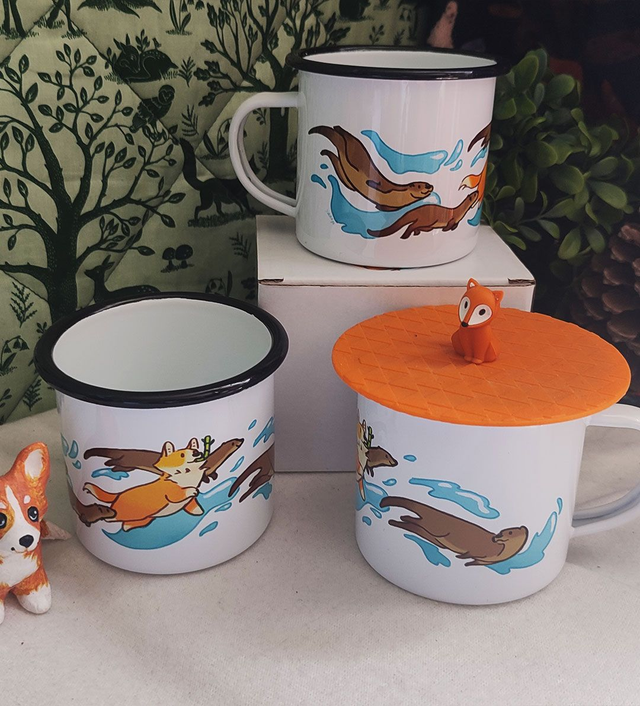 Tasse en métal corgi loutres