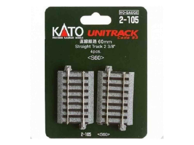 4 rails droits 60mm kato 2-105 H0