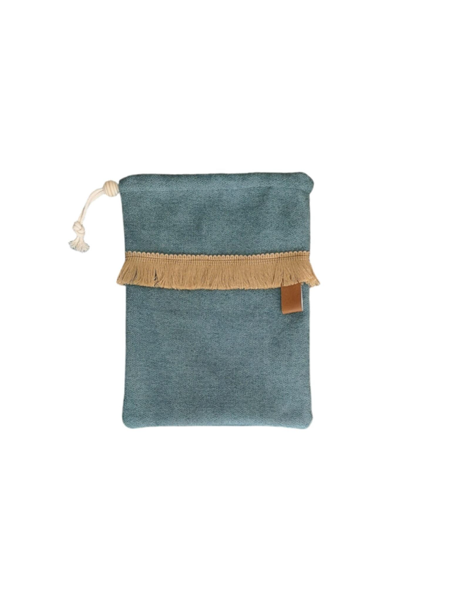 Pochette/ Protège carnet Frange PETROLE