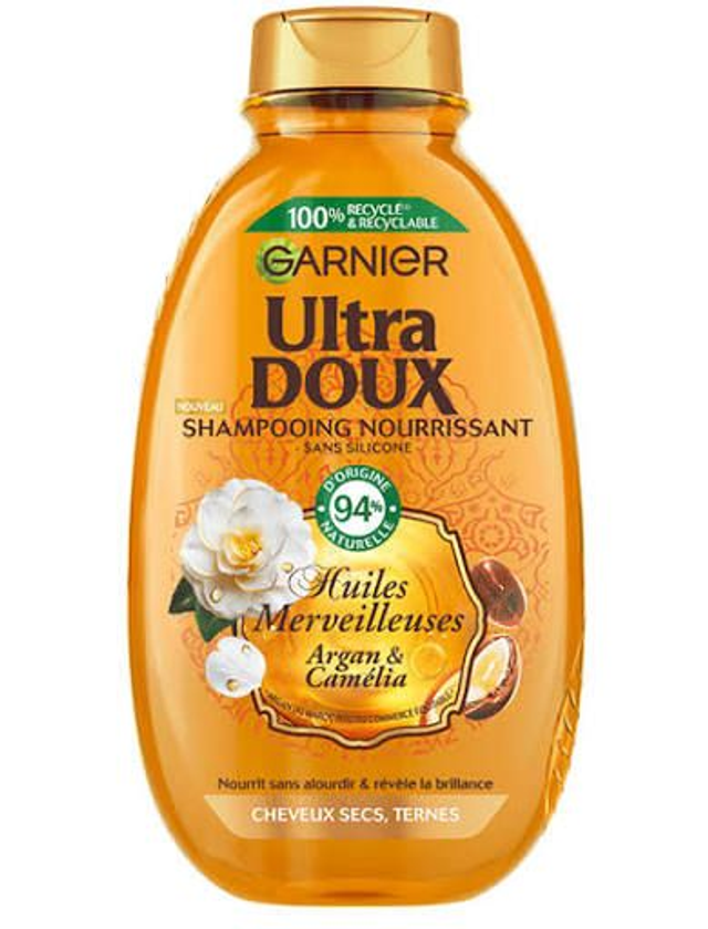 Shampoing Nourrissant Cheveux secs ternes Argan et Camélia Ultra doux GARNIER