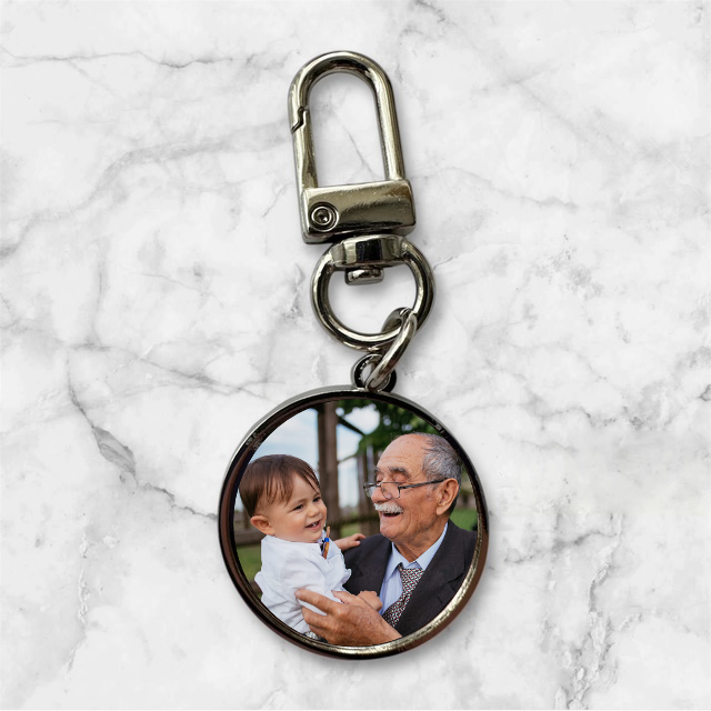 Circle photo clip keyring