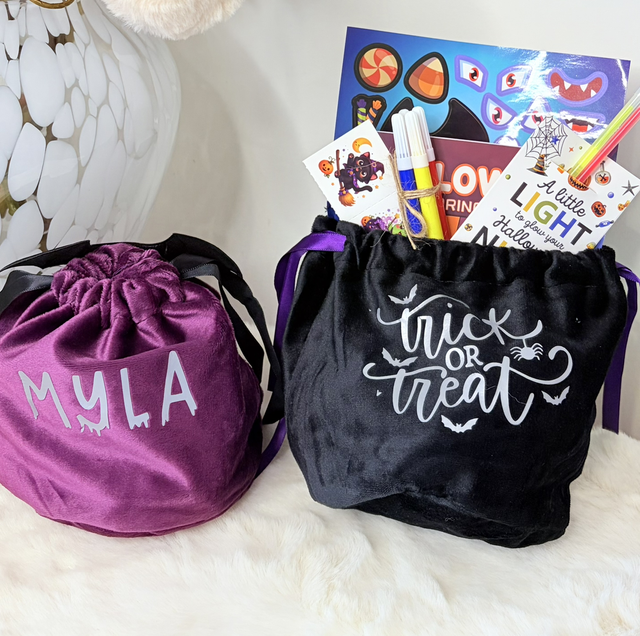 Velvet Trick or Treat Bag with activity bundle 