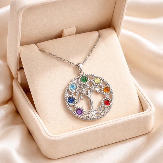 "Arbre de vie" - Pendentif 7 chakras sur chaîne