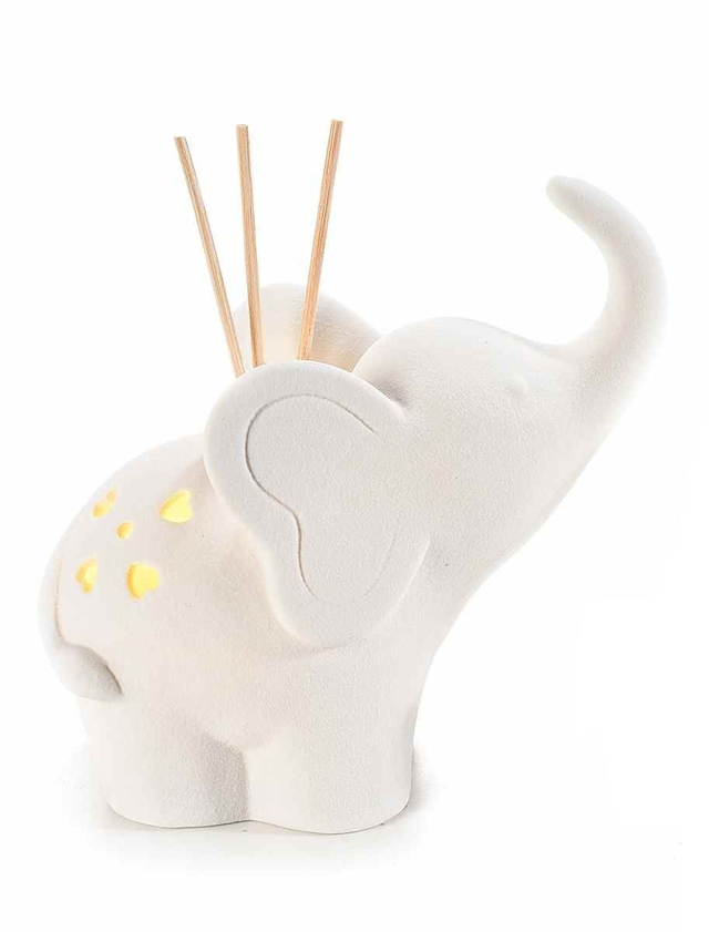 Eléphant trompe en haut porcelaine avec lumière Led