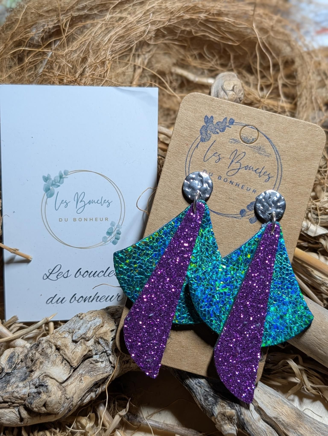 Boucles d'oreilles Georgia turquoise violet ge034