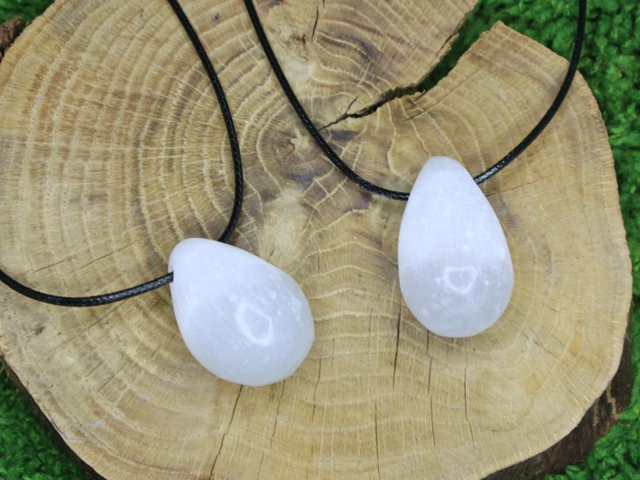 Selenit Tropfen Kette [K0053]