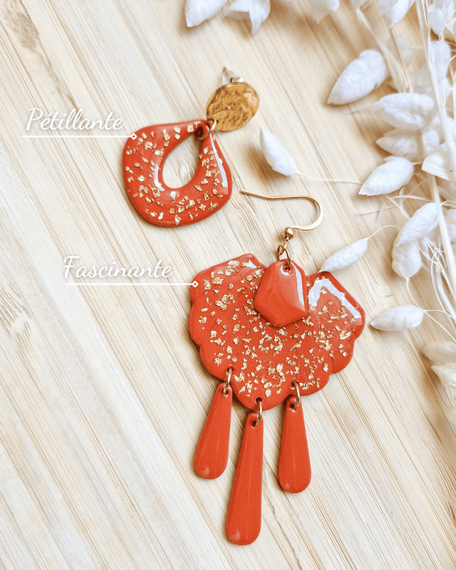 Soleil d’Argile - Boucles d'oreilles en pâte polymère et résine. 