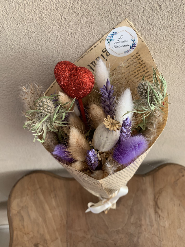 Bouquet de fleurs séchées St-Valentin