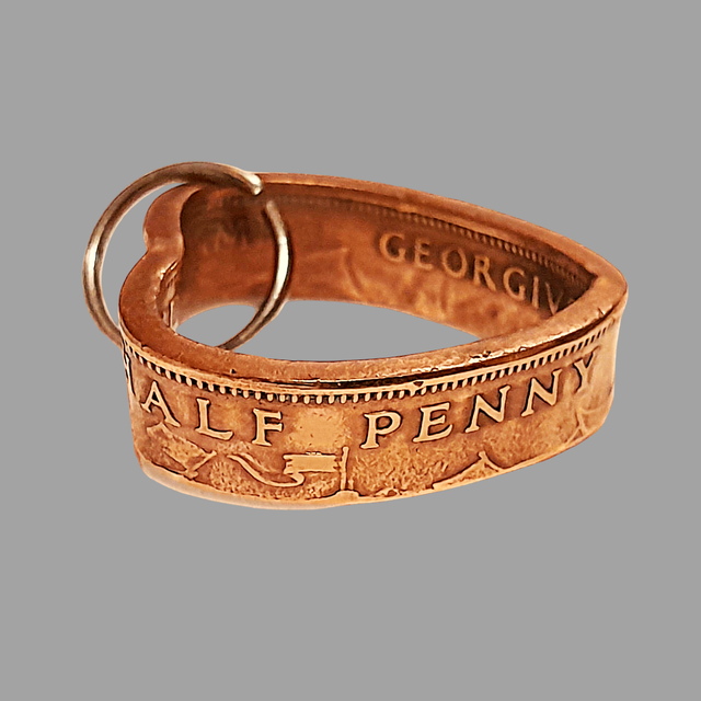 Heart Pendant From Half Penny Coin      