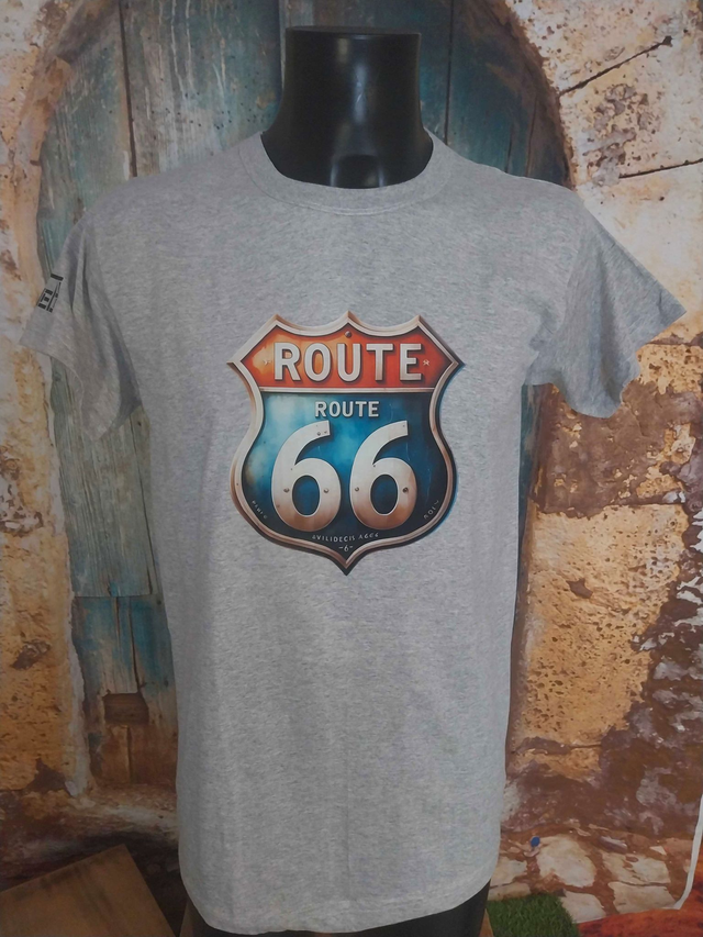 T-SHIRT GRIS HOMME (H16) Route 66
