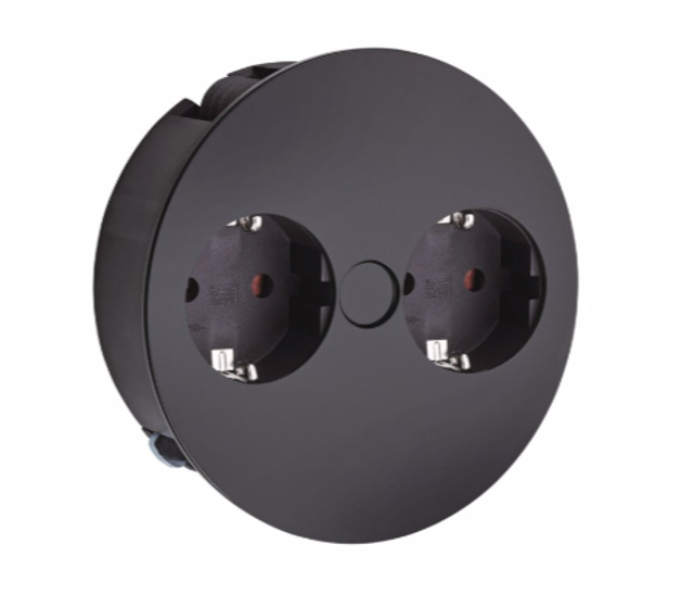 Twist Doppelsteckdose, mit Schukosteckdosen, schwarz matt