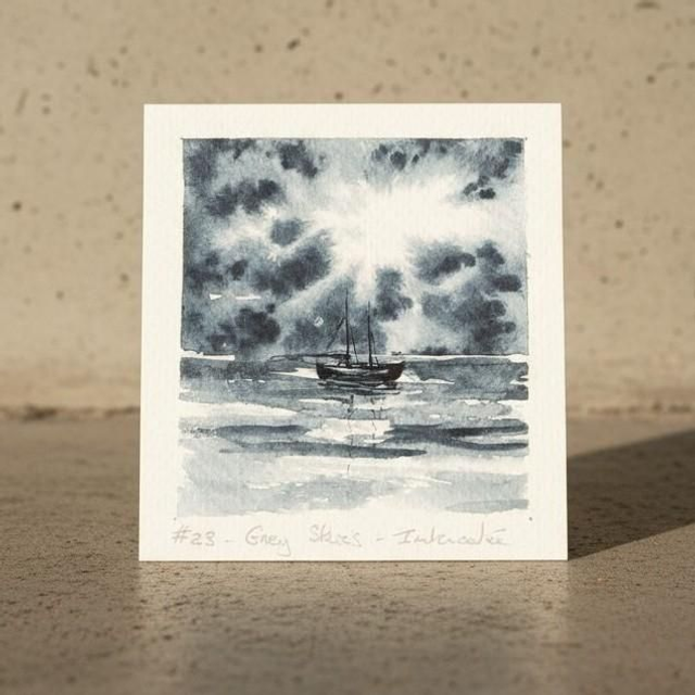 Aquarelle mini - Anse à l&#039; âne 